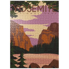 MyPuzzle Yosemite National Park Central California USA Art Deco Style Vintage Poster Illustration - Premium 500 Piece Jigsaw Puzzle for Adults