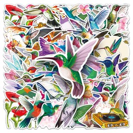 50 PCS Hummingbird Stickers Vinyl Waterproof Window Anti-Collision Stickers for Bicycle,Laptop,Phone,Skateboard,Guitar,Luggage,Computer,Water Bottle Decals for Children,Teens,Adults,Boys,Girls,Kids