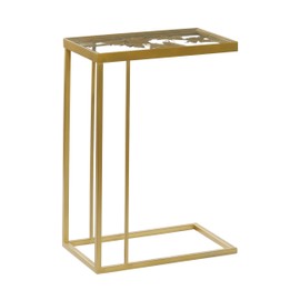 Deco 79 Metal Side End Accent Table End Table with Clear Glass Top, Side Table 18" x 11" x 25", Gold