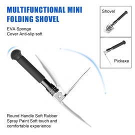 Folding Shovel 40 cm, Multifunctional Folding Shovel, High-Strength Extra Sturdy Carbon Steel Shovel with Carry Bag (Silver, 40 cm)