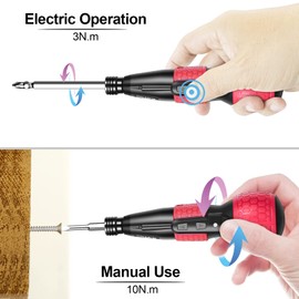 3.6V Cordless Electric Screwdriver, 1pc Magnetic Dual-Head Rust-Proof Electroplated Pearl Chrome S2 Bit, 3.5Nm Torque Automatic Manual All in One with LED Light & Genuine USB-C Charging – Red