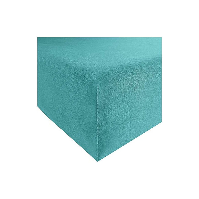 Bassetti Fitted Sheet, 95% Cotton, 5% Elastane, Turquoise, 90 x