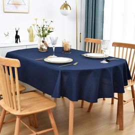 Nacuci Oval Tablecloth 60x102 Inch Polyester Fabric Table Cloth Solid Navy Heavy Duty Table Cover Washable for Dinning Kitchen Home Party