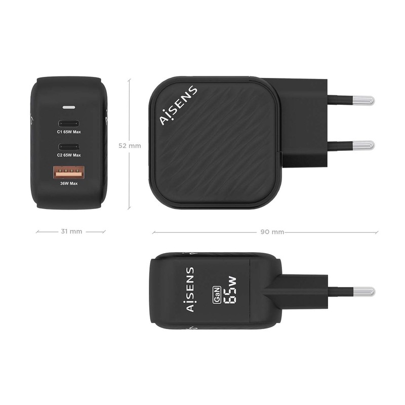 AISENS GaN 65W 2 x USB C PD3 0 QC4
