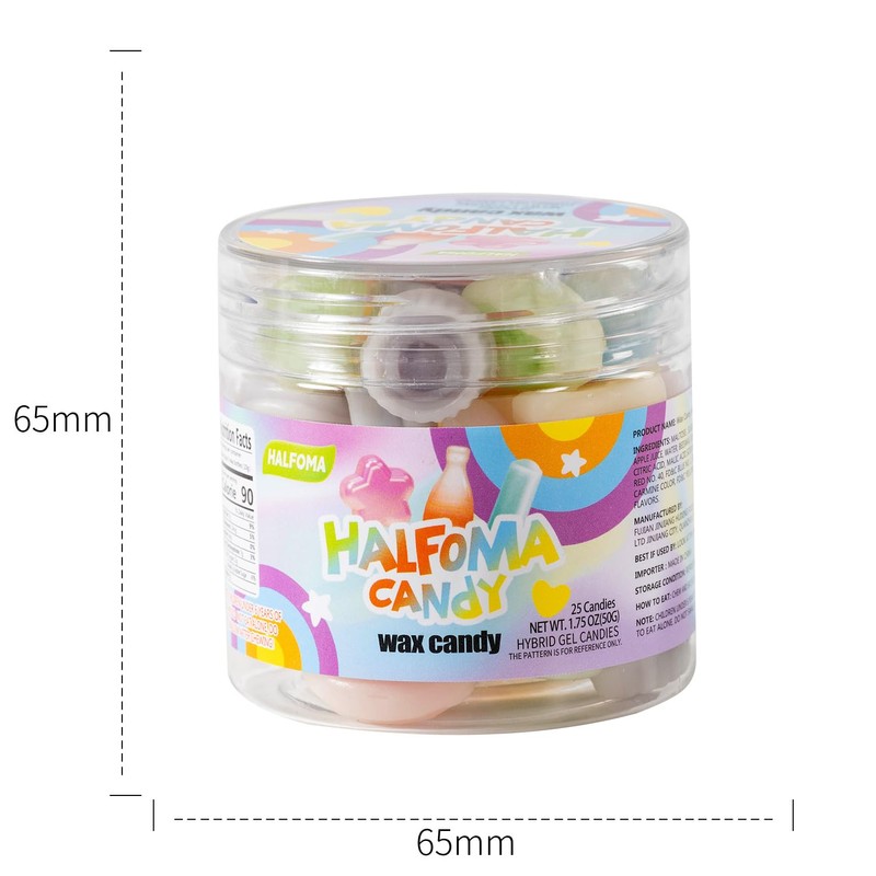 Halfoma Wax Bottle Chewable Candy, with Various Fruit-flavored Syrups in
