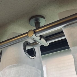 Refila 2 Pack Diameter 19mm(0.75 inch) Double Curtain Rod Bracket - Modern Ceiling Mount Double ( satin Silver)