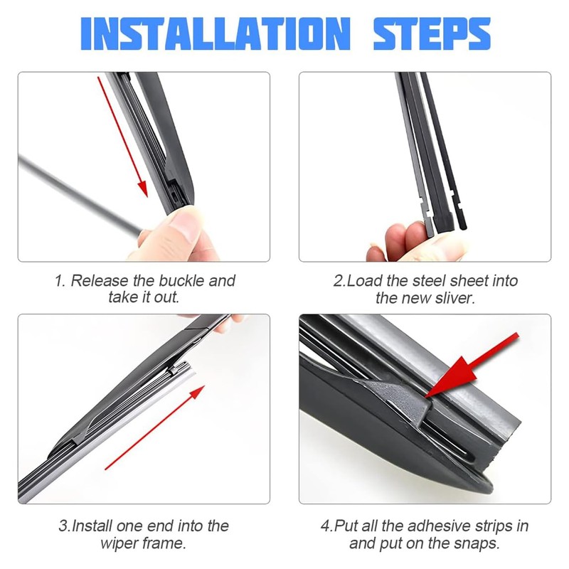 4PCS Car Windshield Wiper Blades Strips, Trimable Premium Boneless Wiper