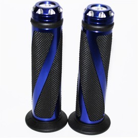 LERTREE 7/8" Aluminum Rubber Gel Hand Grips for Motorcycle Sports Bikes Handlebar (Blue)