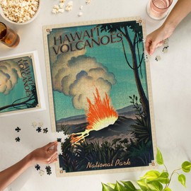"Lantern Press Hawaii Volcanoes National Park, Lithograph National Park Series, 1000 Piece Jigsaw Puzzle for Adults, Made in USA with Reference Poster"