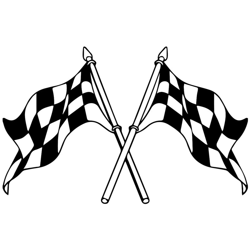 Crossed Checkered Racing Flags Auto Car Racing Motorcycle Helmet Decal