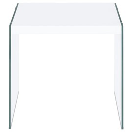 Coaster Home Furnishings Opal Square End Table with Clear Glass Legs White High Gloss