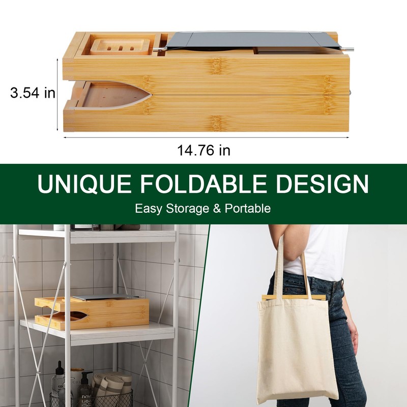 Bamboo Bathtub Caddy Tray Expandable for Luxury Bath, Bath Accessories