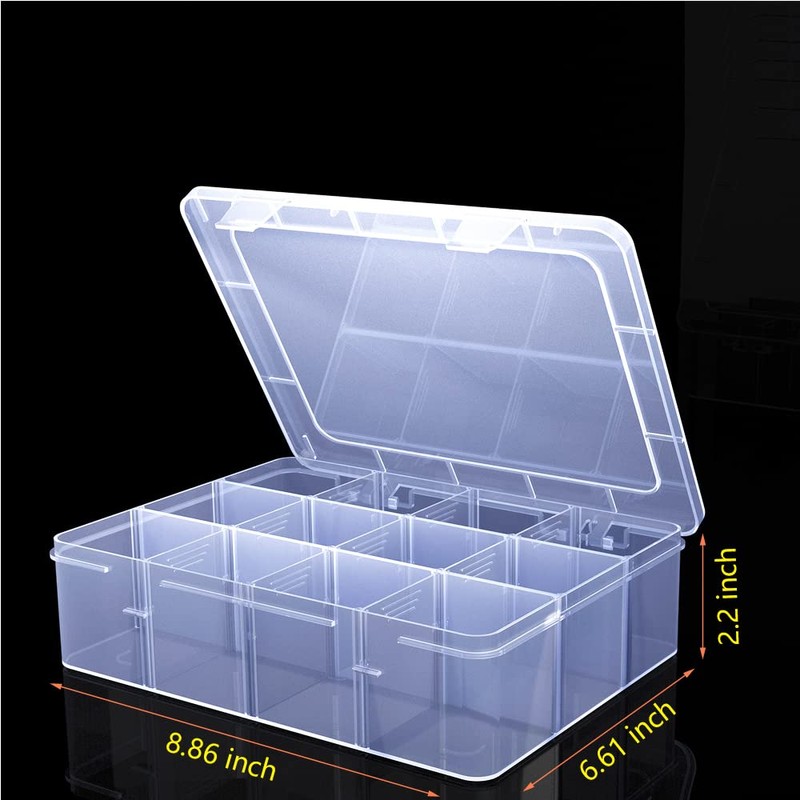 YUGOOD Large Clear Organizer Box,12 Grids Organizer Box with Removable