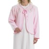 Slenderella Ladies Polar Fleece Ribbon Tie Bed Jacket Floral Embroidered