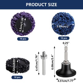 2 Inch Quick Strip Disc Kit 30 Pcs Heavy Duty Paint Stripper Tool Die Grinder Stripping Discs with 2Pcs 1/4" Roll Lock Holder for Paint Stripping, Polishing & Rust Removal (10 Blue/10 Purple/10 Black)