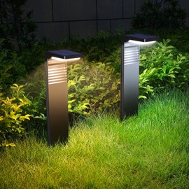 JOFIOS Solar Pathway Lights 2 Pack with Warm White and Cool White Mode, Modern Solar Path Lights Outdoor Waterproof, Perfect Solar Lights for Backyard, Lawn, Driveway, Walkway, Garden Decorative.