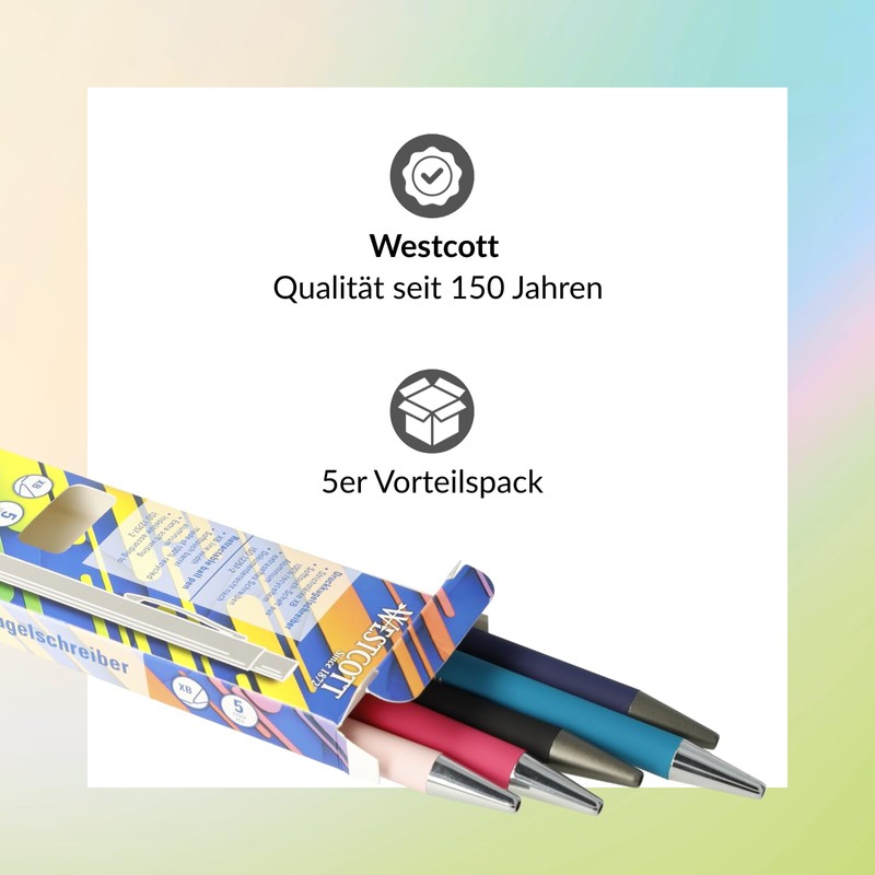 Westcott PRIMESOFT Ballpoint Pen Pack of 5 Mix | GRS
