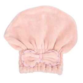 IWOWHERO 1PC Coral Fleece Hair Drying Cap for Women Quick Dry Turban Towel with Bowknot Super Absorbent Hair Accessories for Home Travel for Washing Face Skincare