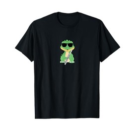 Funny Alligator Crocodile Wearing Sunglasses Playing Flute T-Shirt