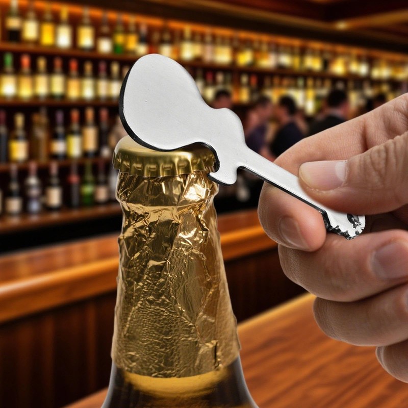 Stainless Steel Bottle Opener Keychain Guitar Shaped Beverage Opener Key