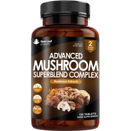 Mushroom Complex - Premium Blend of Lion's Mane, Cordyceps, Chaga, Reishi, Shiitake & Maitake Mushrooms - High-Potency Supplement - Made in the UK