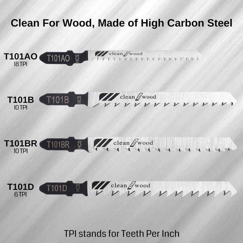 WOODSTARTER T-Shank Multi-Purpose Jigsaw Blades Set with Storage Case, Made