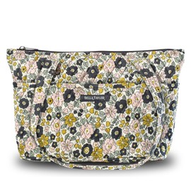 Bella Taylor Small Tote | Quilted Floral Cotton Purse for Women | Delicate Floral Charcoal
