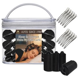 46 PCS Multi-Size Foam Hair Rollers Set - Satin Sponge Hair Curlers with Duck Teeth Clips, No Heat Overnight Sleep-In Rollers for Long/Short Hair Styl