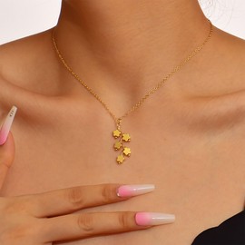 Xduargs Boho Blume Anhänger Halskette Gold Blume Y Lariat Halskette Vintage Cluster Blume Choker Halskette Minimalistischen Stern Blume Kette Halskette Schmuck Für Frauen