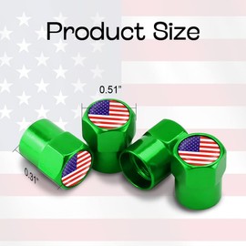 ASUBHA 4PCS Tire Valve Stem Cap Cover, Wheel Air Valve Caps, Tire Air Cap Metal with Plastic Liner Corrosion Resistant Leak-Proof American Flag, Universal Dust Proof Stem Covers for Car Truck Bicycle