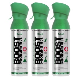Boost Oxygen Natural Medium 5 Liter 3 Pack, Supplemental Canned Oxygen