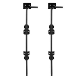 SANKINS 18" Cane Bolt Drop Rod Heavy Duty Gate Hardware Black Solid Steel Gate Ground Latch for Wood PVC Vinyl Metal Gates Fences Doors, Holding Gate to The Ground (2 Pack）