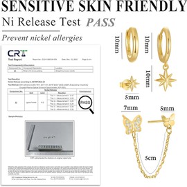 ZOCOYUU Gold Stack Earrings Set for Women,14k Gold Plated Cartilage Zirconia Earring Sets for Multiple Piercing Hypoallergenic Small Huggie Hoop Earring for Birthday Party Jewelry Gift (B)