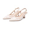 Lhamo Latso White Slingback Heels for Women Sling Back Heels
