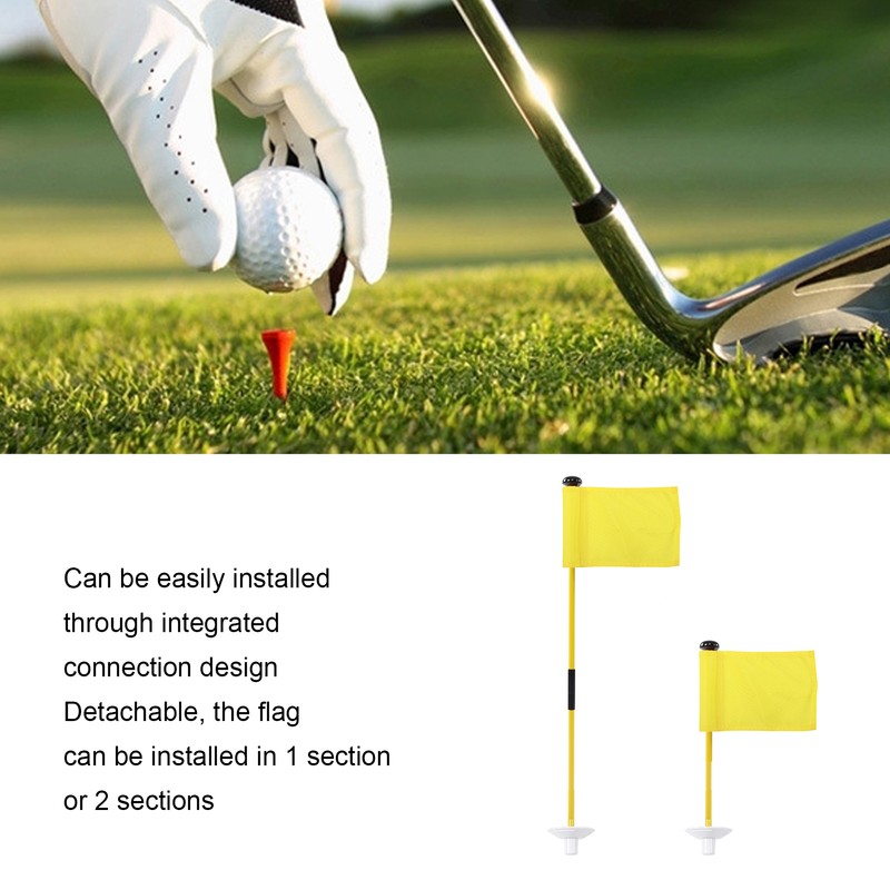 Practice Golf Hole Pole Cup Flag Stick Detachable 2 Section