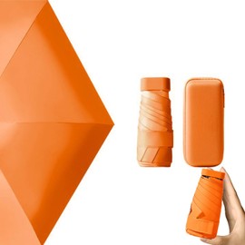 Nnicorns Ash Umbrella, Umbrella with Storage Bo, UV Protection, Mini 6 Bone Umbrella, Windproof Umbrella for Adults Children, orange