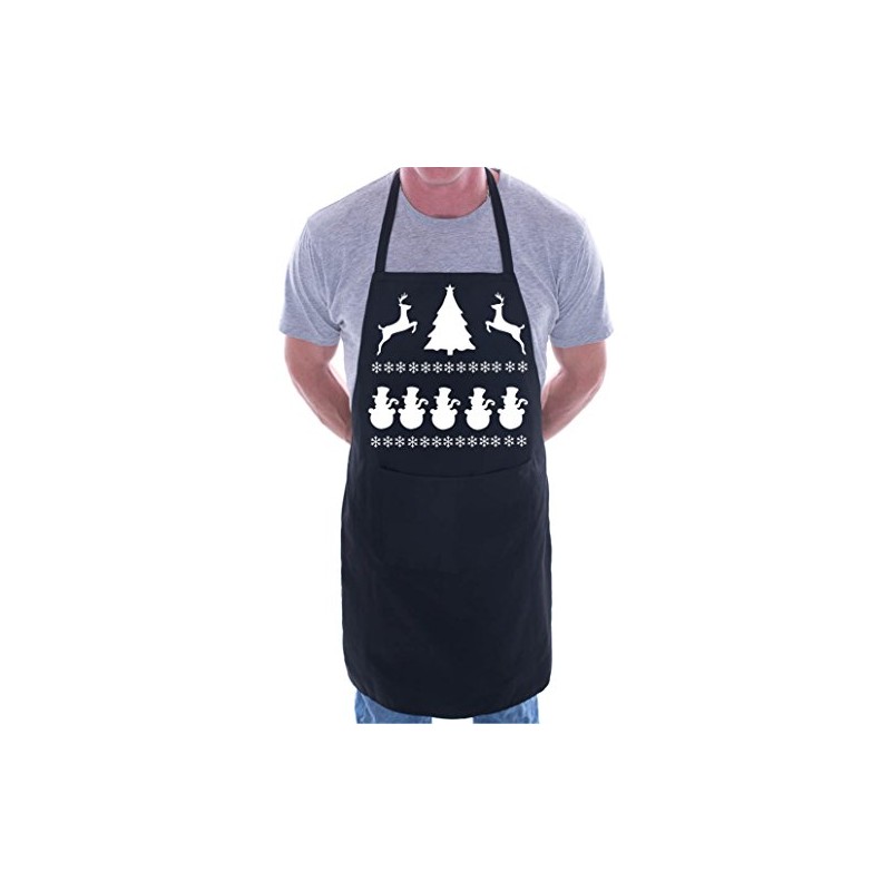 Christmas Reindeer Santa BBQ Cooking Funny Novelty Apron Black