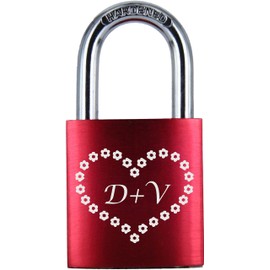 LoveGoals Liebesschloss-Geschenk mit Gravur und 2 Schlüsseln, Individuell graviert, Hochwertige Geschenkverpackung, Motiv M025, Rot