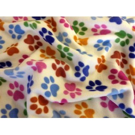 Cream Paw Print Polar Fleece Fabric (Per Metre) by Ainsberry
