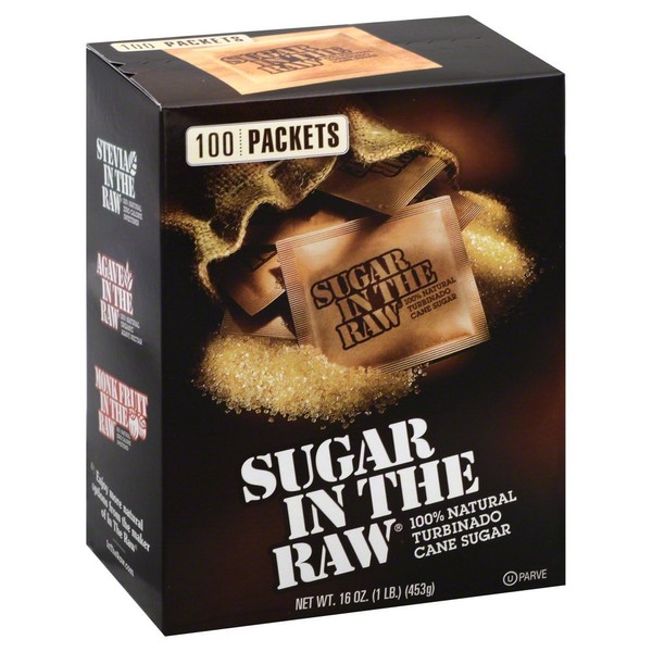 SUGAR IN THE RAW, Granulated Turbinado Cane Sugar Packets 100 Count (1 Pack)