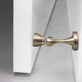 YAGU Door Stopper 1 Pack Magnetic Door Stops, Zinc Alloy Brushed Bronze Door Catch Door Holder Wall Floor Mounted, Metal Soft-Catch Doorstop