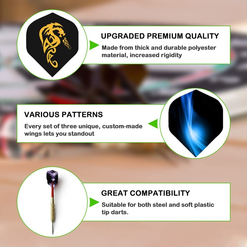 Chyaya Darts,18 Pcs Dart Flights Standard Shape Dartset Feather Replacement