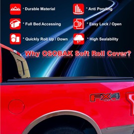 OSOBAK Soft Roll Up 6.5' Truck Bed Cover Compatible for 1988-2002 Chevy GMC C1500 C2500 C3500 K1500 K2500 K3500 Vinyl Tonneau Cover | Fleetside Only Not for Stepside