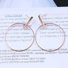 Allereya Vintage Hollow Circle Earrings Circle Bar Stud Earrings Large Hoop Dangle Earrings Gold Open Circle Earrings Jewellery for Women and Girls
