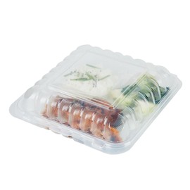 Restaurantware-RW Base 40 Ounce Hinged Clamshell Containers, 100 Disposable Take Out Boxes - 3 Compartments, Secure Lids, Clear Meal Prep Containers, Microwavable, For Pasta Or Salads