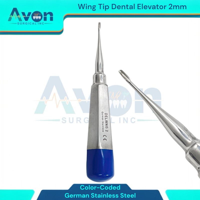 Dental Tooth Extraction Elevator Pick, Straight Precision Wing Tip, Color-Coded