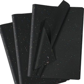 Black Glitter Tissue Paper for Gift Bags, 60 Sheets 14 × 20’’ Black Tissue Paper for Packaging Crafts Wrapping, Gift Wrapping Tissue Bulk for Birthday Christmas Wedding Baby Shower Holiday