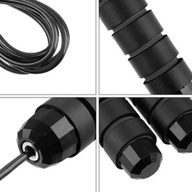 Skipping Rope Adult For Men and Women, Adjustable Jump Rope with Anti-Slip Foam Handle Exercise Rope, Ergonomic Jump Rope Black