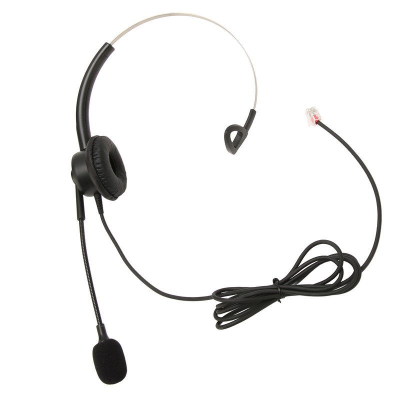 Telephone Headset Single Ear Professional Noise Canceling Adjustable Wired Phone