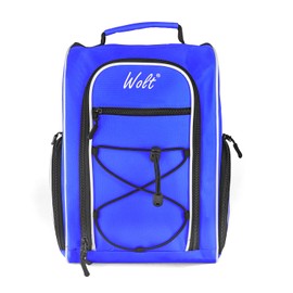 Wolt | Golf Shoe Bag for Travel- Zippered Shoes Carrier Bags with Ventilation & Double Outside Accessory Pocket for Socks, Tees, Golf Balls, etc. for women and men (Blue)